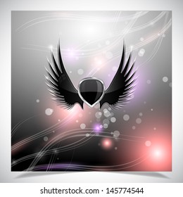 Abstract grey background with wings. Vector illustration