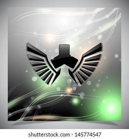 Abstract grey background with wings. Vector illustration