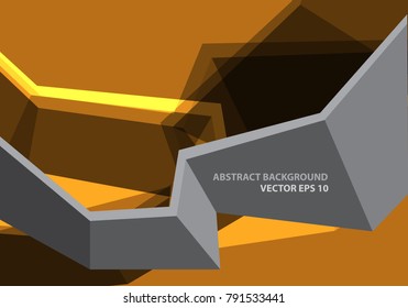 Abstract grey banner polygon 3D on yellow tone design modern futuristic background vector illustration.