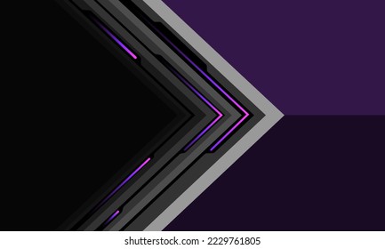 Abstract grey black arrow violet light circuit cyber line geometric on purple design ultramodern futuristic technology background vector illustration.