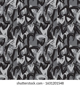 Abstract Grey and Black Brush Strokes Seamless. Pattern for fashion prints, patterns and backgrounds.