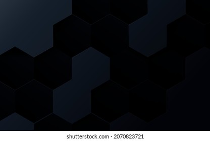 Resumen del patrón hexágono gris y negro con tecnología futurista digital de alta tecnología de fondo. Ilustración del vector