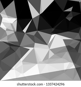 Abstract grey, black and white polygon background. Low Poly Creative template or pattern. 