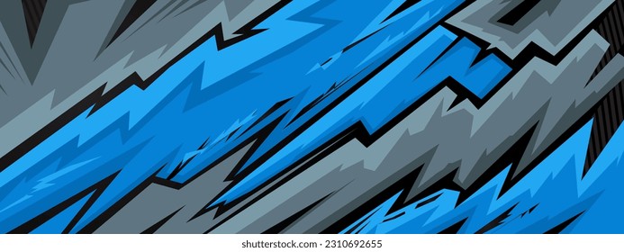 Abstract grey and blue car decal wrap shape geometric design vector