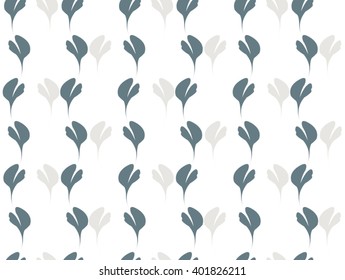 Abstract grey and blue petal leaf design on white background pattern seamless backdrop wallpaper. Vector image