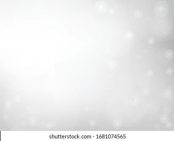 Abstract grey bokeh and glowing spakling lighting effects of flash and glare shining particles in random color theme background. Blurred vector EPS10 illustration design.