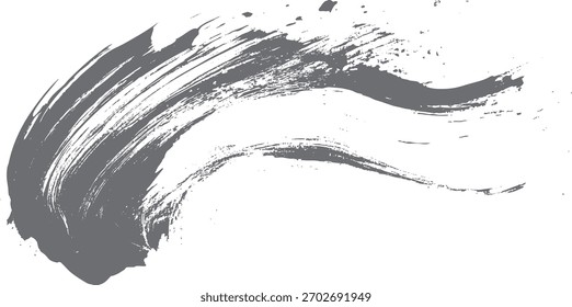 Textura de trazo de pincel gris Abstractas con salpicaduras y bordes ásperos sobre fondo blanco negro