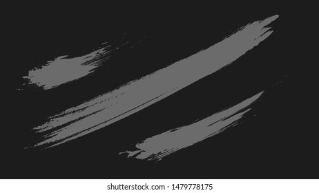 Abstract grey brush texture vector illustration on dark background.Grunge brush on black