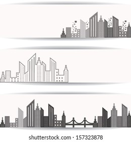 Abstract grey building design for website banner stock vector