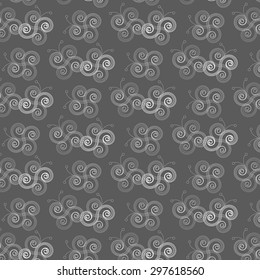Abstract Grey Butterflies Pattern, Dark Background
