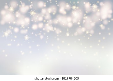 abstract grey christmas background with bokeh and star light with copy space, vector illustration 