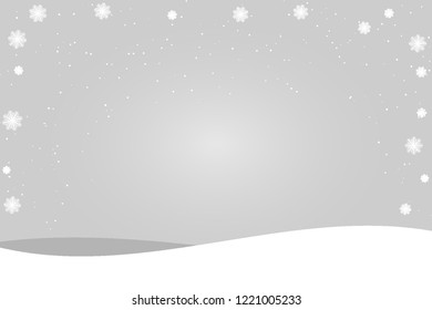 Abstract grey Christmas background with white snowflakes