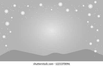 Abstract grey Christmas background with white snowflakes