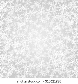 Abstract grey Christmas background with white snowflakes