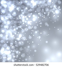 Abstract grey Christmas bokeh vector background. Wintertime backdrop.