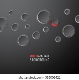 abstract grey circle round bubbles on dark grey background. Blue colored infographic web design, icon elements.