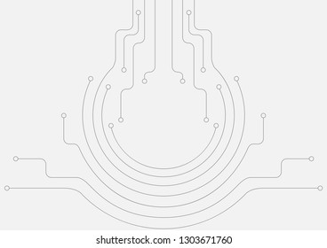 Abstract grey circuit board lines chip technology background. Vector design