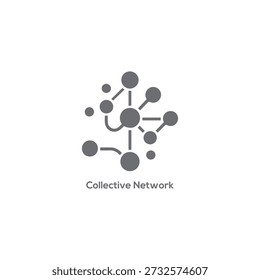 Abstract grey collective network logo with connected circular nodes and lines for digital technology, business community, and data infrastructure.
