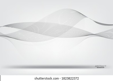 Abstract grey color flowing line digital technology, smooth particle wave, big data techno design concept background wallpaper, vector eps
