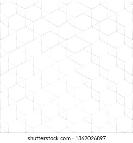 Abstract grey color line triangle and hexagon on white background, vector illustration