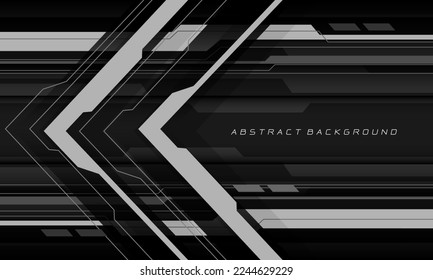 Abstract grey cyber black circuit arrow direction geometric design modern futuristic technology background vector illustration.