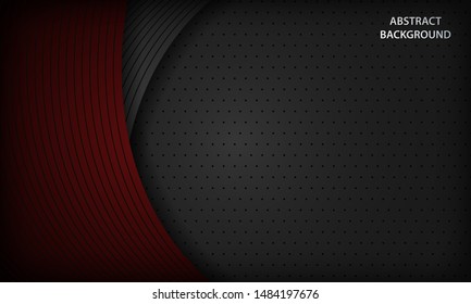 Abstract grey dan red background overlap dimension layer on black space. Modern dark corporate design template with geometric stripe line element.