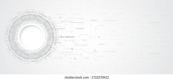 Gráfica digital gris abstracta sobre fondo blanco Circular Technology. Línea de red de malla 3D, esfera de diseño, alta velocidad y estructura. Ilustración vectorial, pasos 10.