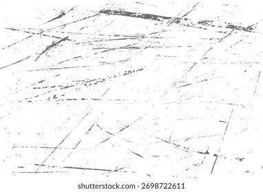 Textura grunge angustiada cinza abstrato com arranhões dispersos e manchas em um vetor de fundo branco