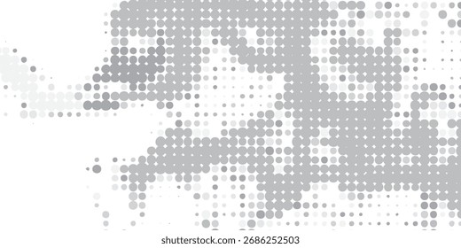 Abstract grey dotted pattern composed of varying sized dots, creating a textured effect with varying density.