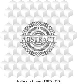 Abstract grey emblem with geometric cube white background