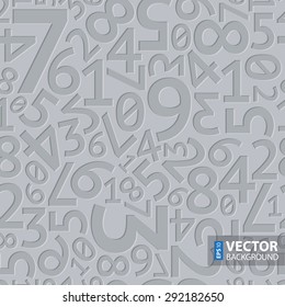Abstract grey extruded random numbers on grey background seamless pattern. RGB EPS 10 vector illustration