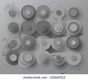 Abstract grey flat paper squares background with brush strokes