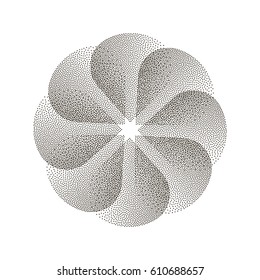abstract grey flower. stipple effect. white background. vector illustration.
