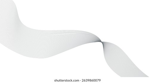 Abstract grey flowing lines on a white background, digital wave effect.