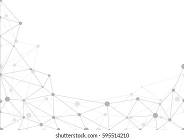 Abstract grey geometric background with chaos of connected lines and dots. Vector illustration