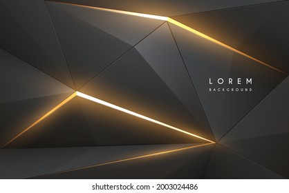 Abstract Grey Geometric Background With Golden Light Elements