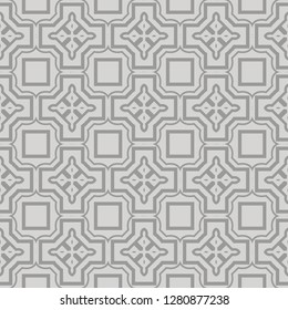 Abstract grey geometric pattern on grey background. Seamless abstract ornament. Vector illustration.