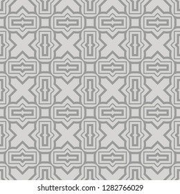 Abstract grey geometric pattern on grey background. Vintage seamless geometric pattern. Vector illustration.