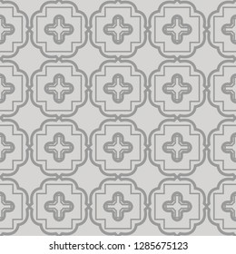 Abstract grey geometric pattern on grey background. Seamless abstract ornament. Vector illustration.