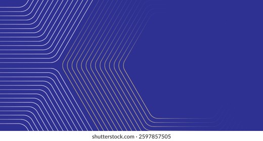 Abstract grey glowing geometric lines on dark blue background. Modern shiny blue hexagon lines pattern. Futuristic technology concept.
