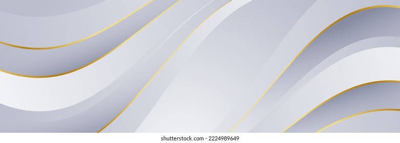 Abstract grey and gold background poster with dynamic waves. technology network Vector illustration.