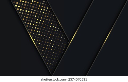 Abstract grey gold glitter light black shadow geometric design modern luxury futuristic background vector illustration.