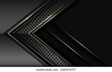 Abstract grey gold light line arrow direction circle mesh shadow design modern luxury futuristic technology background vector illustration.