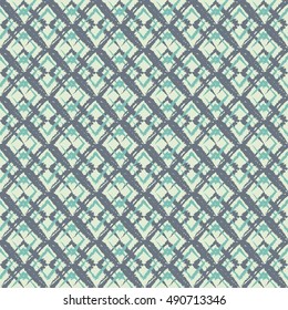 Abstract grey and green seamless pattern, geometric background with rhombus shapes