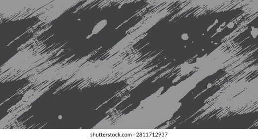 Abstract grey grunge background with diagonal brush strokes and splatter. Dynamic distressed monochrome texture for esports gaming banners, sports racing, and modern urban design.