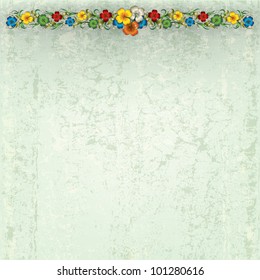 abstract grey grunge background with spring flowers