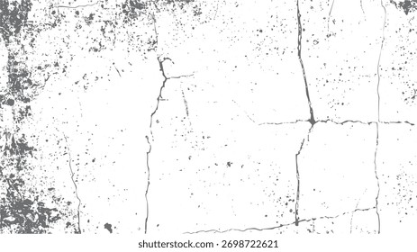 Abstractas textura grunge gris con grietas y salpicaduras sobre fondo blanco para el Vector de efecto afligido