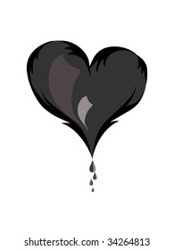 abstract grey heart with same blood drops