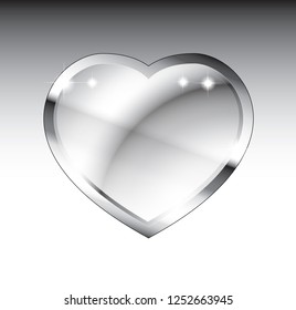 Abstract grey heart shaped winter themed background with a silver frame and space for your text. Vector illustration.