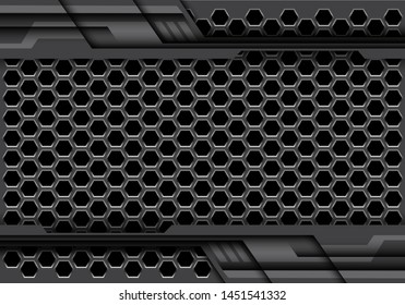 Abstract grey hexagon silver line geometric metal design modern technology futuristic background vector illustration.